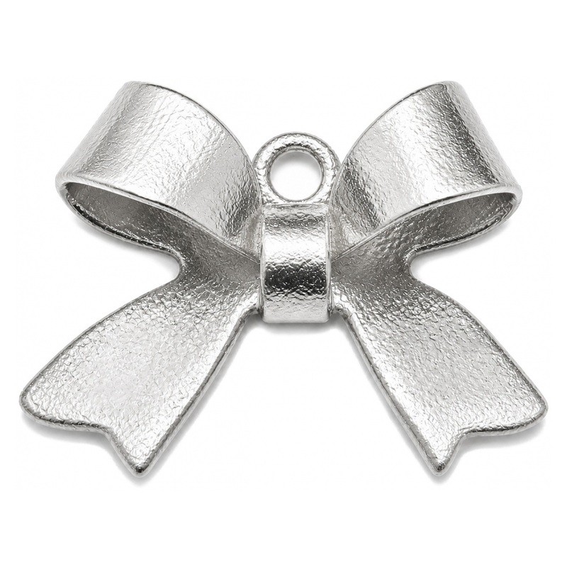 5 Breloques Noeud Argenté 15x10.5mm