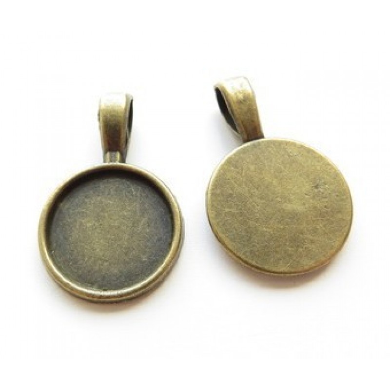 2 Supports Pendentifs Bronze pour Cabochon 16mm