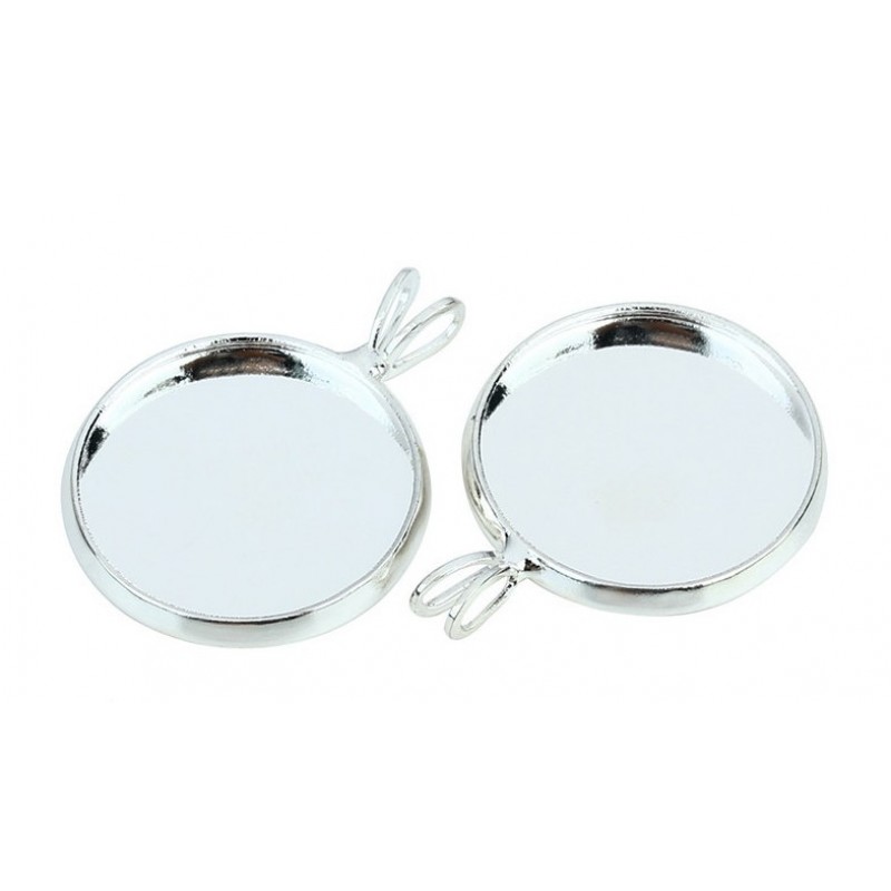 2 Supports Pendentifs Argentés pour Cabochon 14mm