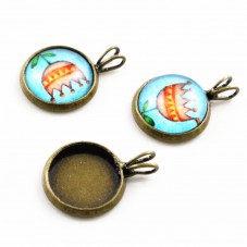 2 Supports Pendentif Bronze pour Cabochon 12mm pour la Création de Bijoux Fantaisie - DIY