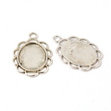 4 Supports Pendentif Argenté pour Cabochon 14x18mm pour la Création de Bijoux Fantaisie - DIY