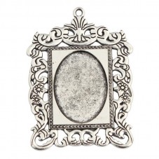 Support Pendentif Cadre Argenté pour Cabochon 18x25mm pour la Création de Bijoux Fantaisie - DIY