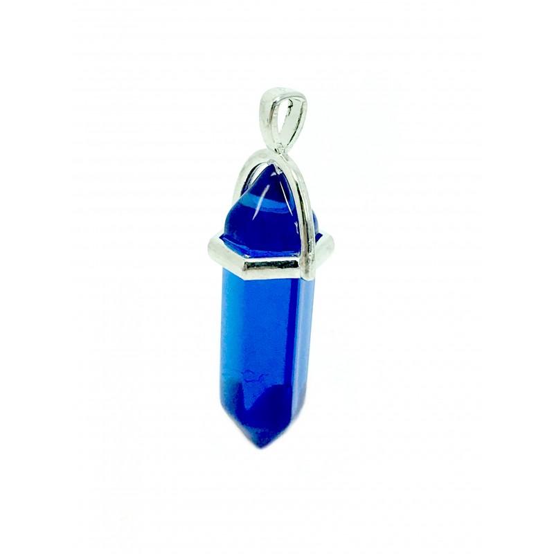 Pendentif en Verre Teinté Bleu Profond 4cm