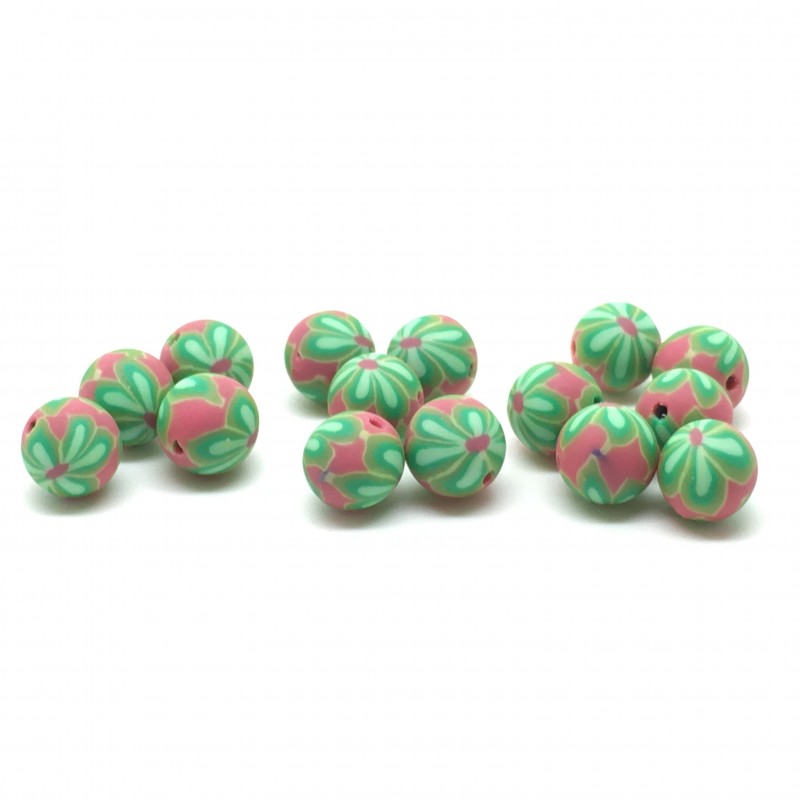 15 Perles Vertes en Pâte Polymère Fimo 8mm