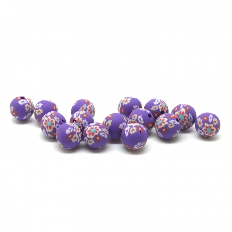 15 Perles Violettes en Pâte Polymère Fimo 8mm