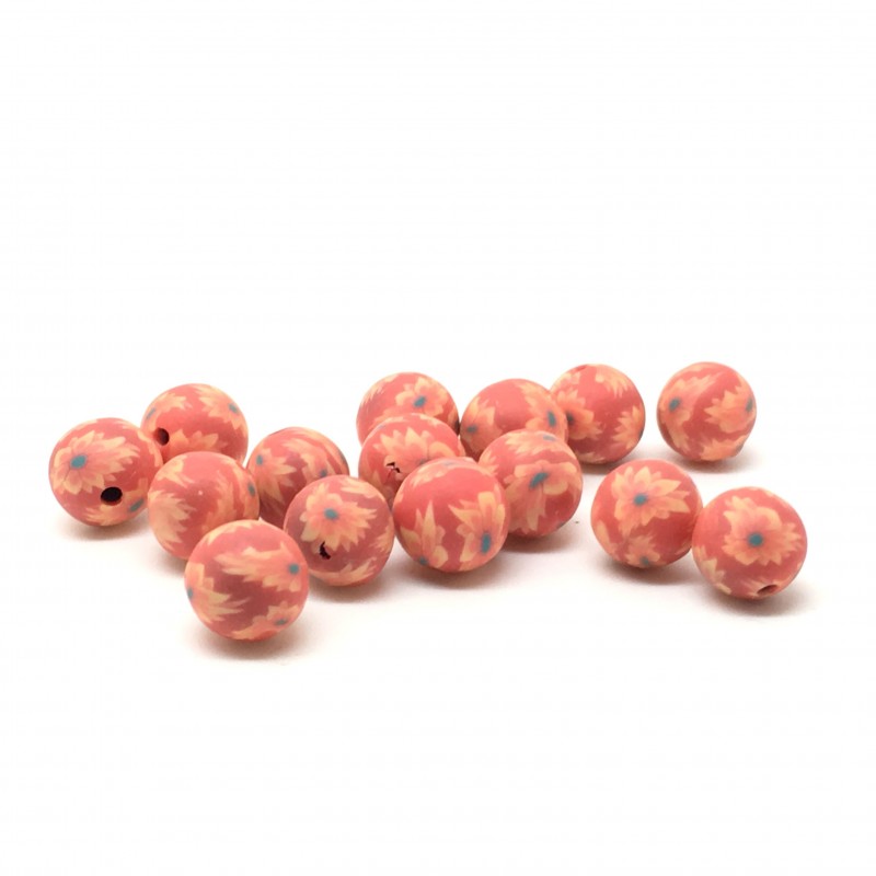 15 Perles Oranges en Pâte Polymère Fimo 8mm