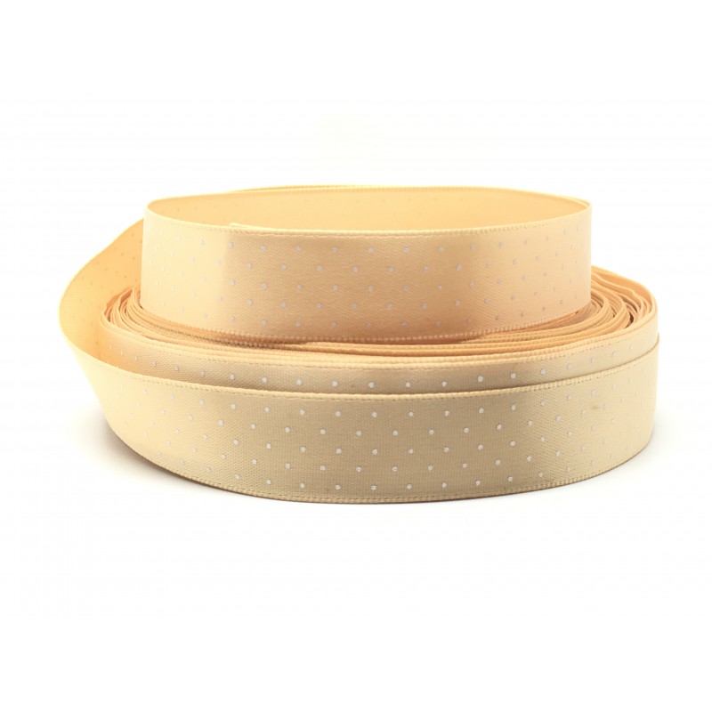 1 Mètre de Ruban Satin à Pois Café 15mm