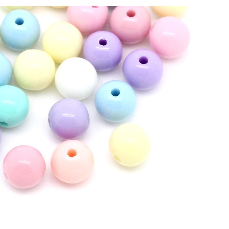 50 Perles Pastel en Acrylique 8mm