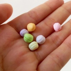 6 Cabochons Macarons Gourmandise Miniature Fimo 6x5mm