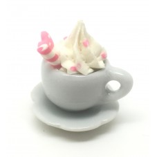 1 Mini Tasse Chantilly Fimo et sa Soucoupe en Porcelaine  pour la Création de Bijoux Fantaisie - DIY