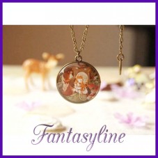 1 Pendentif Cabochon Petite Fille Biche Flûte Vintage avec Chaîne  pour la Création de Bijoux Fantaisie - DIY