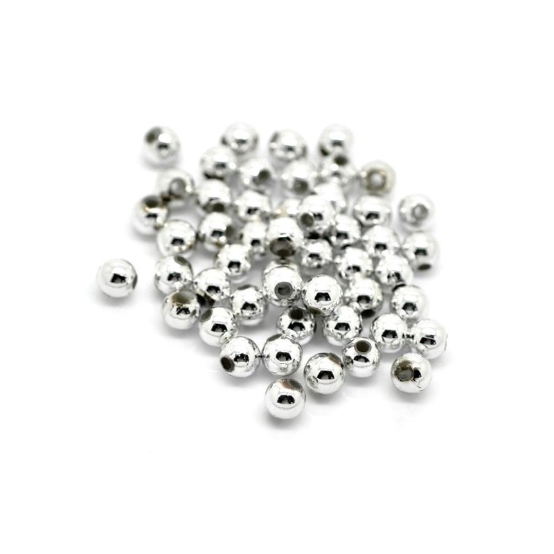 50 Perles Intercalaires en Métal Argenté 4mm
