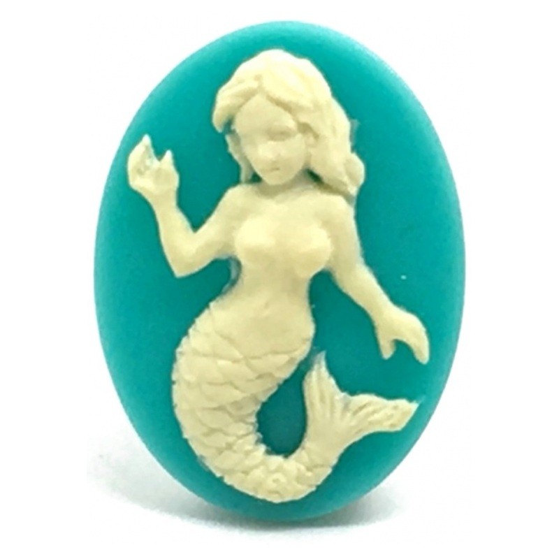 Camée Sirène Turquoise et Ivoire 18x25mm