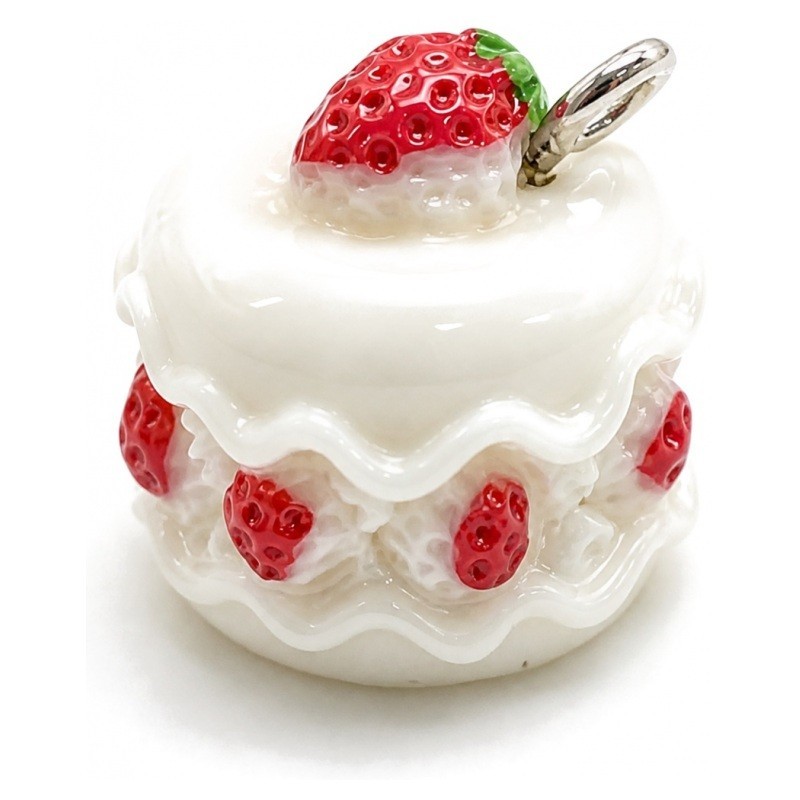 2 Breloques Gâteaux Aux Fraises Gourmandise Miniature en Résine 15mm