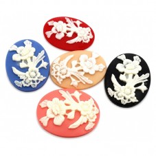 5 Camées Fleurs Assortis 30x40mm pour la Création de Bijoux Fantaisie - DIY