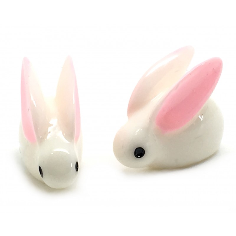Cabochon Lapin Miniature en Résine Déco Globe 22x16mm