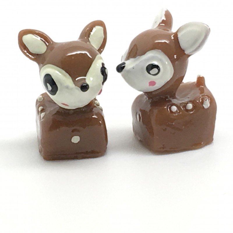 2 Cabochons Miniature Faon en Résine pour Globe 20x12 mm