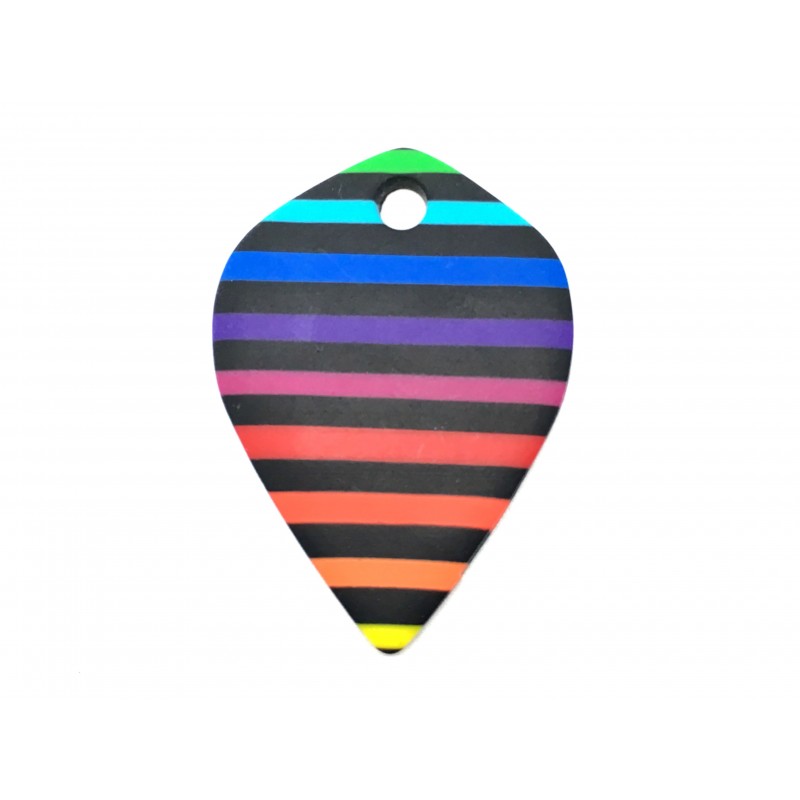 Breloque Rayée en Pâte Polymère Fimo 46x32mm