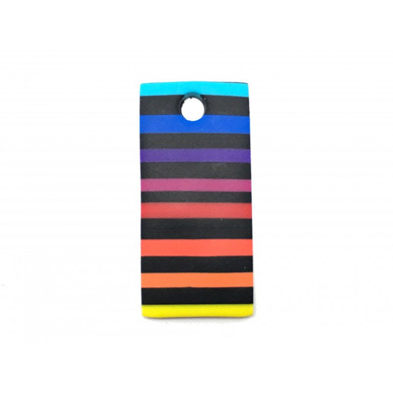 Breloque Rayée en Pâte Polymère Fimo 40x18mm