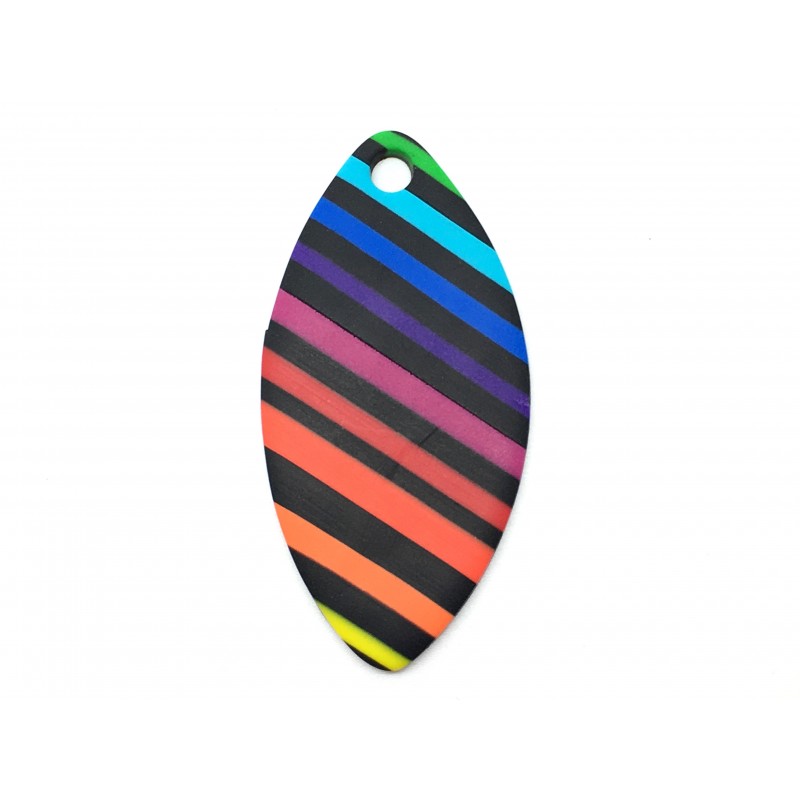 Breloque Rayée en Pâte Polymère Fimo 59x29mm