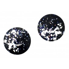 2 Cabochons en Verre Illustrés Style Pailleté Noir et Blanc 12mm  pour la Création de Bijoux Fantaisie - DIY