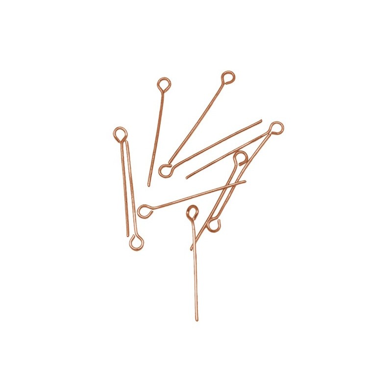100 Tiges à Oeil Cuivre Rouge Taille Mixte
