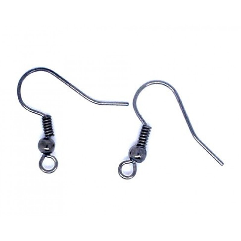 20 Supports Boucle d'Oreille Crochet Gunmétal soit 10 Paires