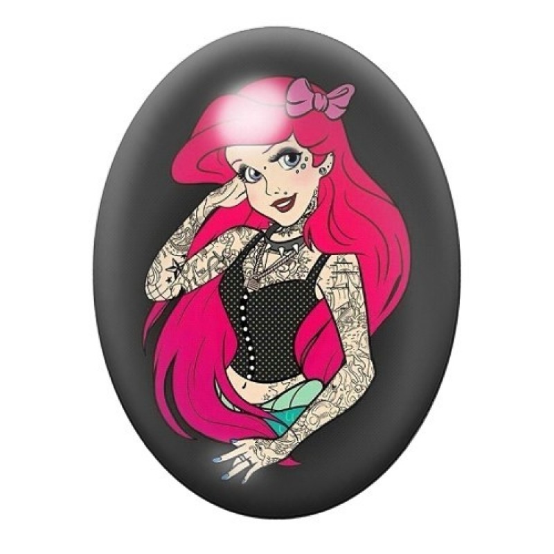 Cabochon en Verre Illustré Princesse La Petite Sirène Gothique 13x18, 18x25 ou 30x40mm
