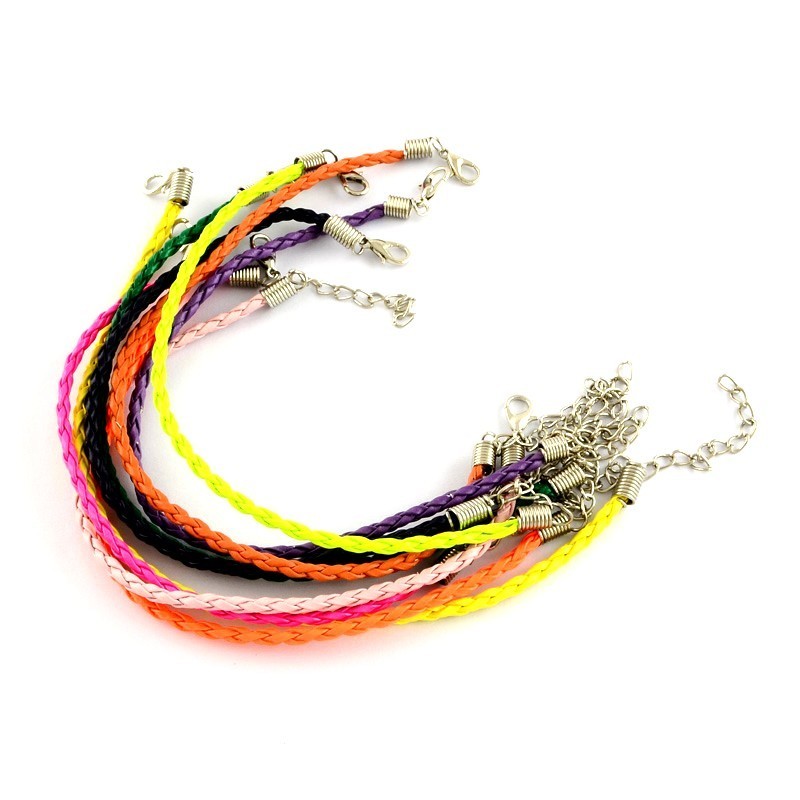 4 Bracelets Simili Cuir Tressé Multicolore 20cm