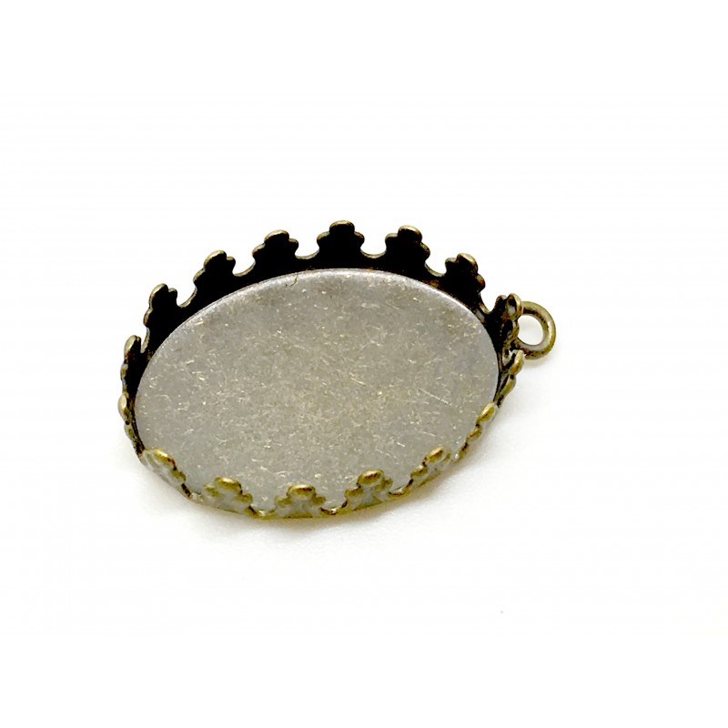 2 Supports Pendentifs Bronze pour Cabochon Ovale 13x18mm