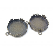 2 Supports Connecteur Bronze pour Cabochon 15mm pour la Création de Bijoux Fantaisie - DIY