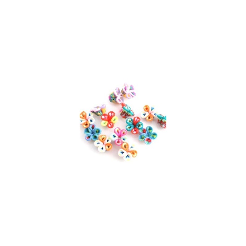 4 Perles Fleurs en Pâte Polymère Fimo 10mm
