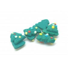 5 Cabochons Sapin de Noël Miniature Fimo 8x5mm pour la Création de Bijoux Fantaisie - DIY