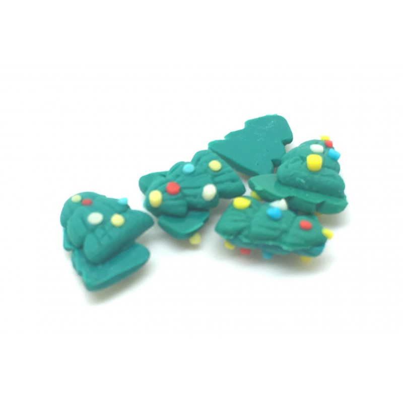 5 Cabochons Sapins de Noël Miniatures Fimo 8x5mm