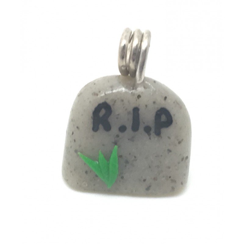 Breloque Pierre Tombale R.I.P Gothique Fimo 15x13mm