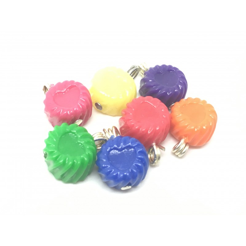 7 Breloques Bonbon en Pâte Polymère Fimo 11x6mm