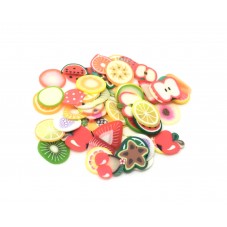 50 Tranches de Cane Fruits Mixte en Pâte Polymère Fimo pour la Création de Bijoux Fantaisie - DIY