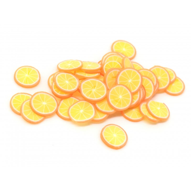 50 Tranches de Cane Fruit Orange Pâte Polymère Fimo
