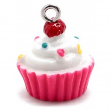 2 Breloques Cupcake en Résine Gâteau 18.5x15.5mm pour la Création de Bijoux Fantaisie - DIY