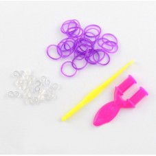 260 Élastiques Violet Fluo Bracelet Loom Bands + 1 Crochet + 10 Attaches Fermoirs "S"