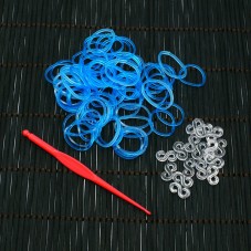 260 Élastiques Bleu Fluo Bracelet Loom Bands + 1 Crochet + 10 Attaches Fermoirs "S"