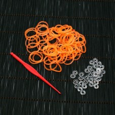 260 Élastiques Orange Fluo Bracelet Loom Bands + 1 Crochet + 10 Attaches Fermoirs "S"