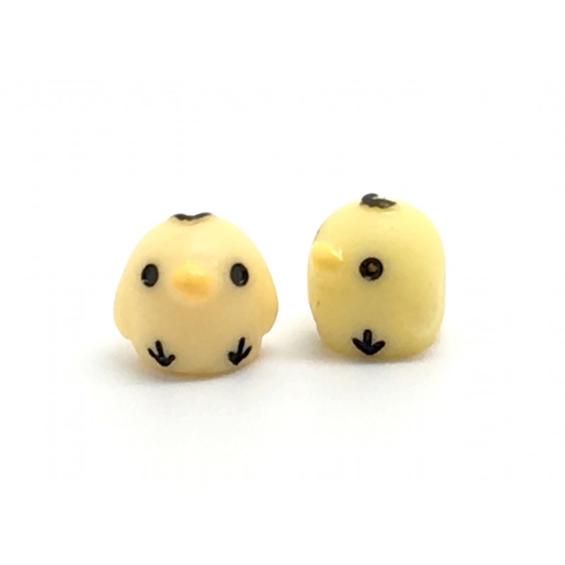 2 Cabochons Mini Poussin Miniature en Résine 7x8mm