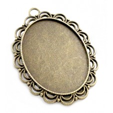 Support Pendentif Bronze pour Cabochon 30x40mm pour la Création de Bijoux Fantaisie - DIY