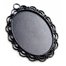 Support Pendentif Noir pour Cabochon 30x40mm pour la Création de Bijoux Fantaisie - DIY
