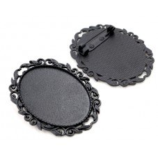 Support Broche Noir pour Cabochon 30x40mm pour la Création de Bijoux Fantaisie - DIY