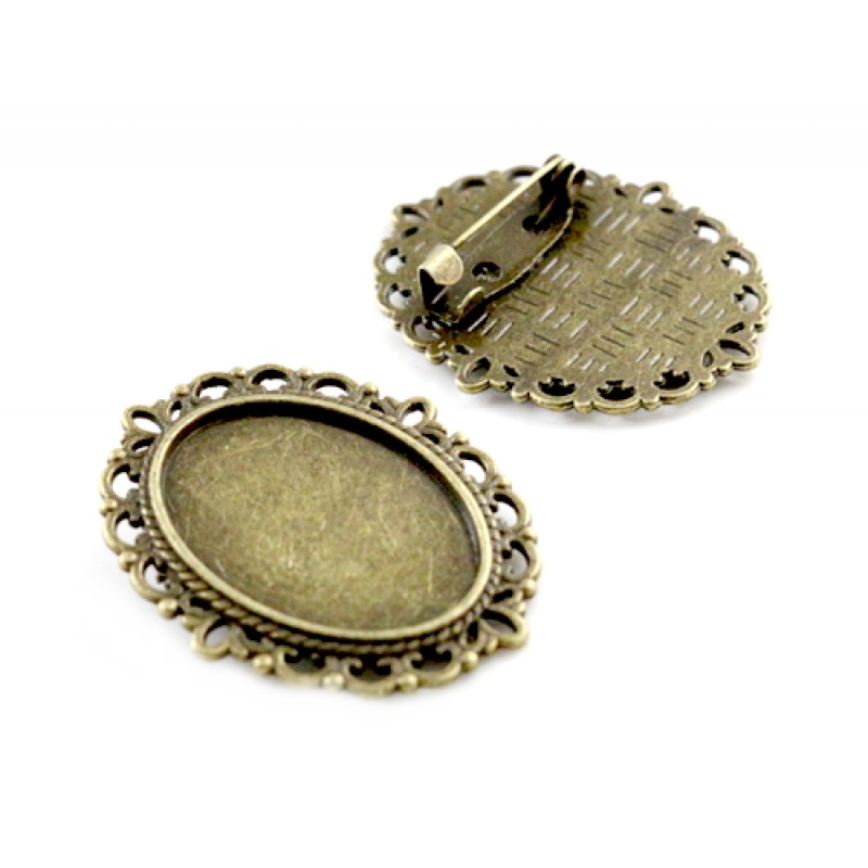 Support Broche Bronze pour Cabochon 18x25mm
