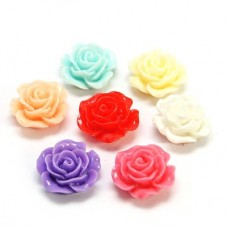 10 Cabochons Rose en Résine Multicolore 14mm