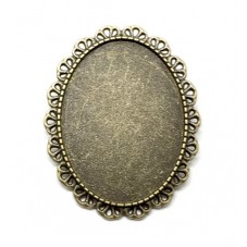 Support Broche Bronze pour Cabochon Ovale 30x40mm