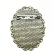 Support Broche Bronze pour Cabochon Ovale 30x40mm